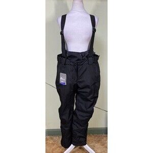 Women's Size L RIVIYELE Winter Legendary Ski Pants Snow Bibs Black Waterproof